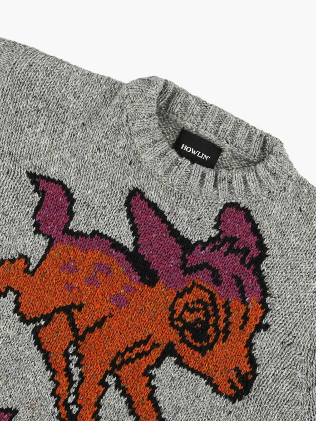 Acid Deer Sweater - Grey Intarsia