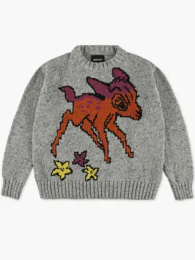 Acid Deer Sweater - Grey Intarsia