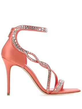 Alexander McQueen crystal-embellished wrap sandals - Pink