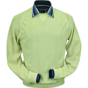 Baby Alpaca 'Links Stitch' Sweatshirt-Style Crew Neck Sweater in Lime by Peru Unlimited