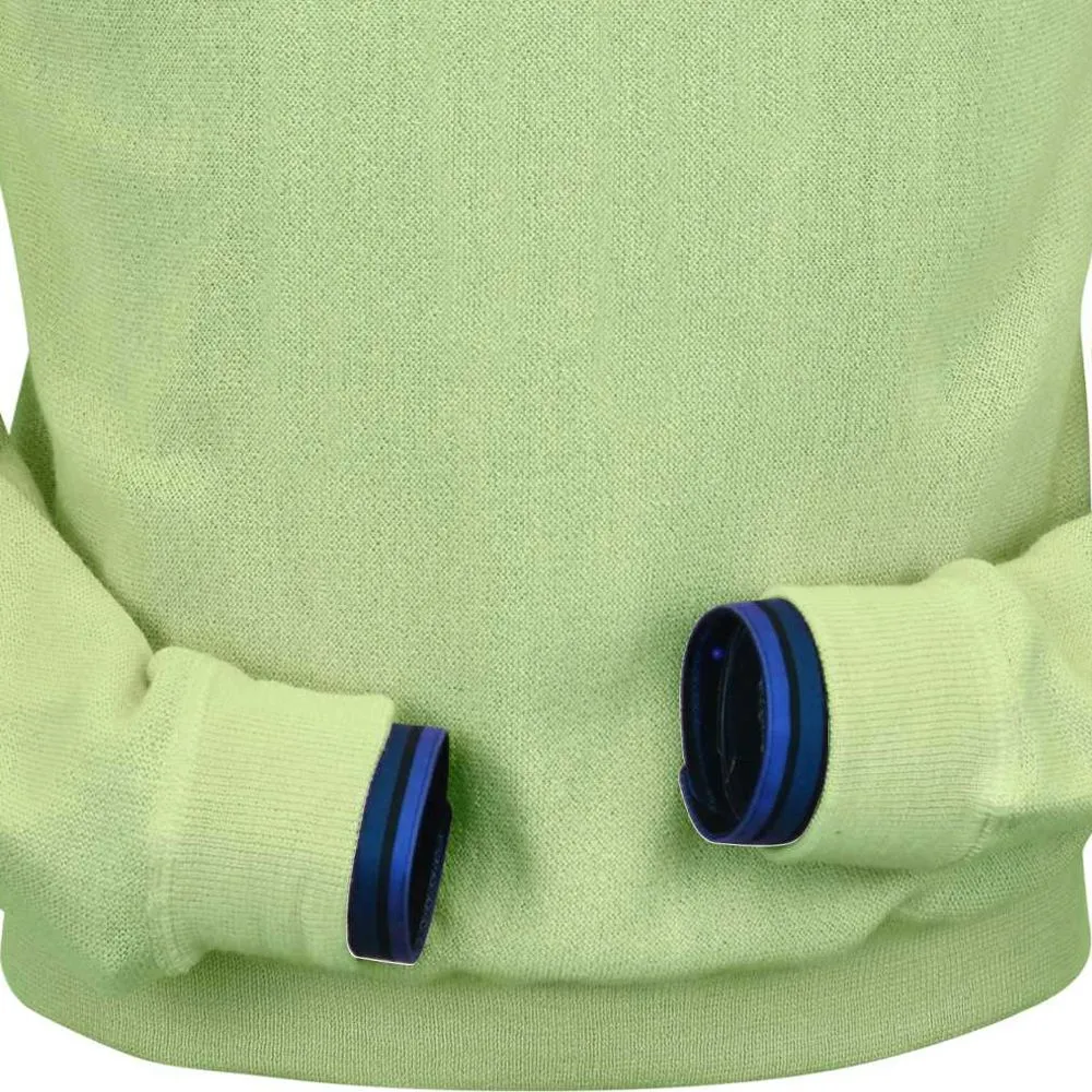 Baby Alpaca 'Links Stitch' Sweatshirt-Style Crew Neck Sweater in Lime by Peru Unlimited