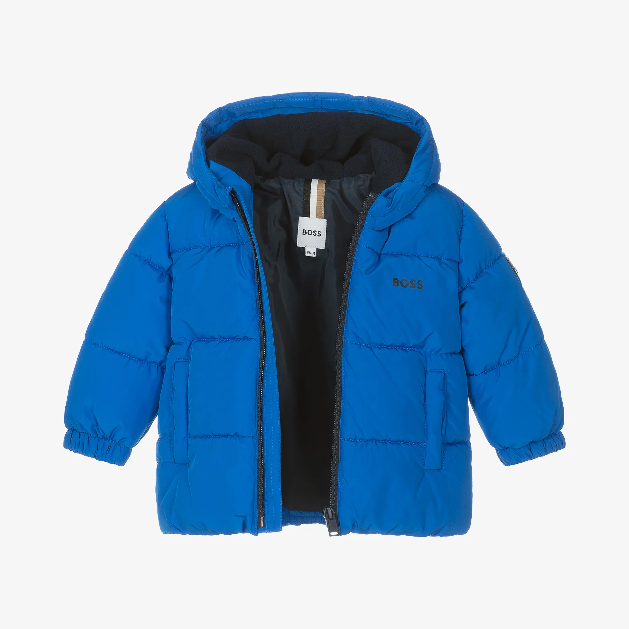 Baby Boys Blue Hooded Puffer Coat