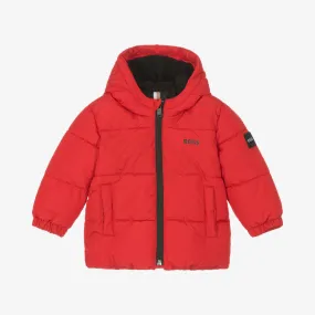 Baby Boys Red Hooded Puffer Coat