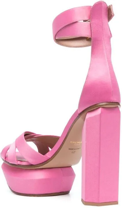 Balmain Ava satin 140mm platform sandals Pink