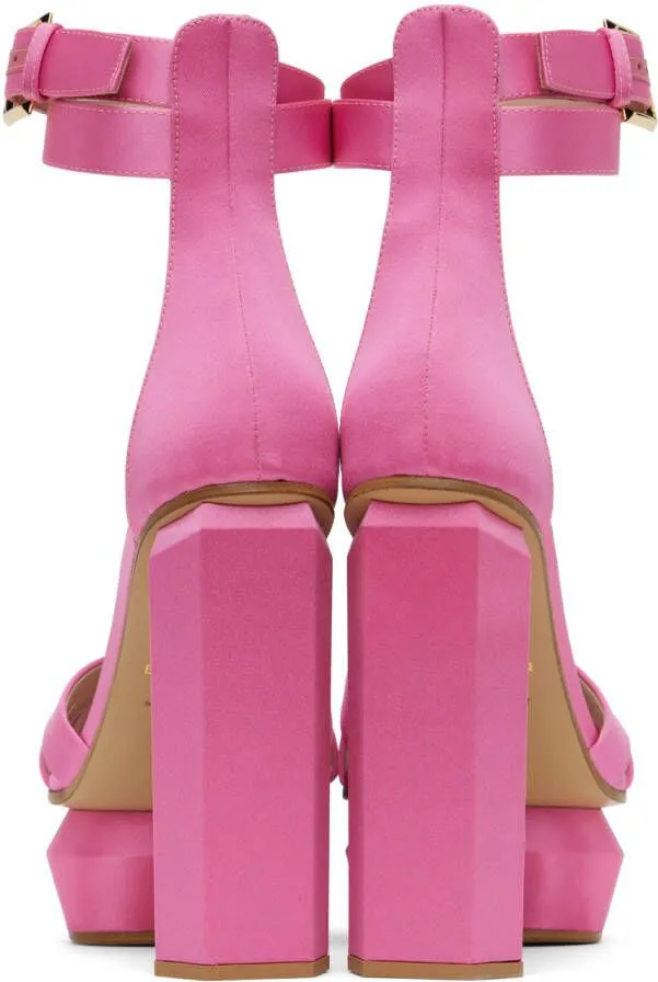 Balmain Ava satin 140mm platform sandals Pink