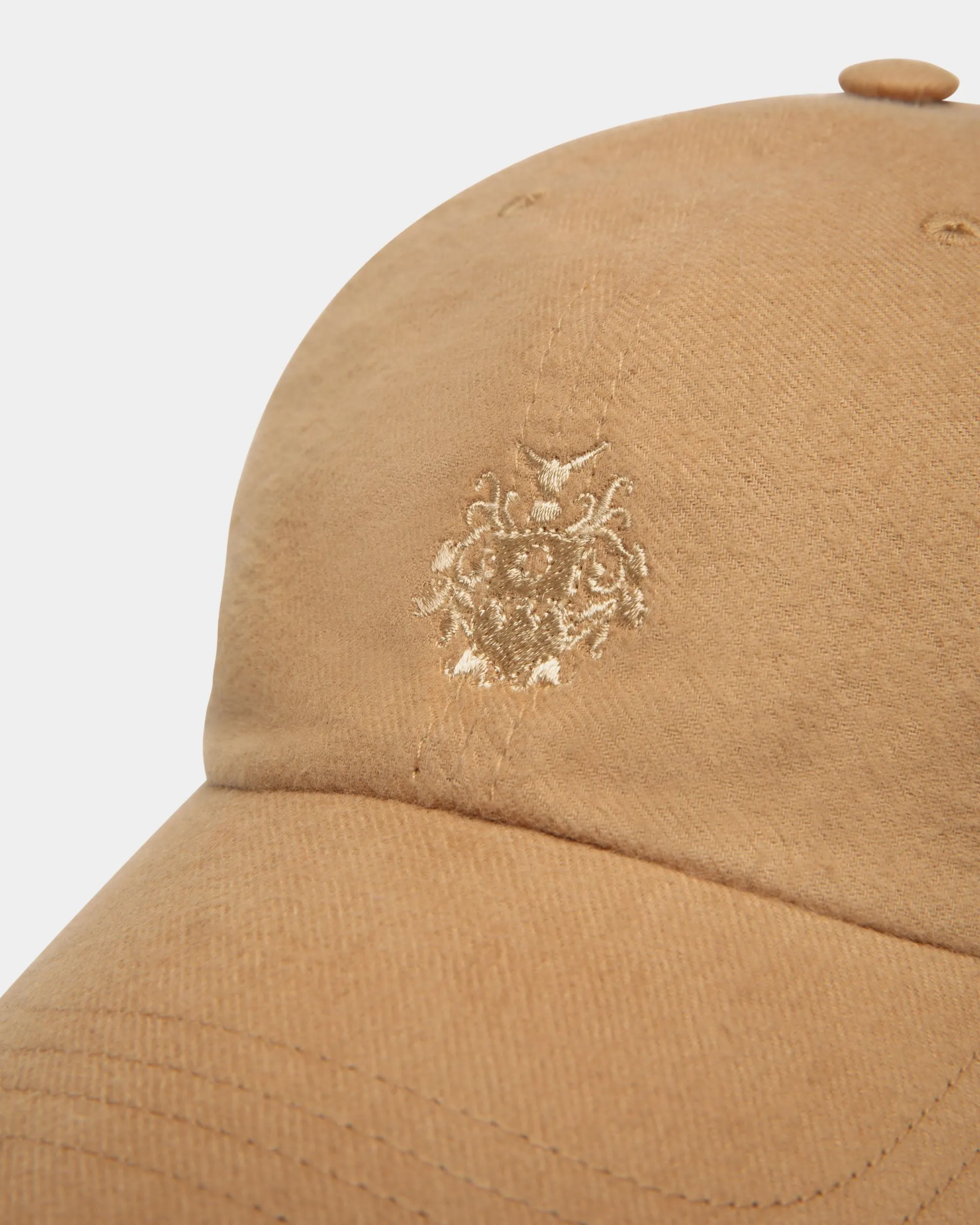 Baseball Hat With a Bally Crest Logo In Camel Cotton 