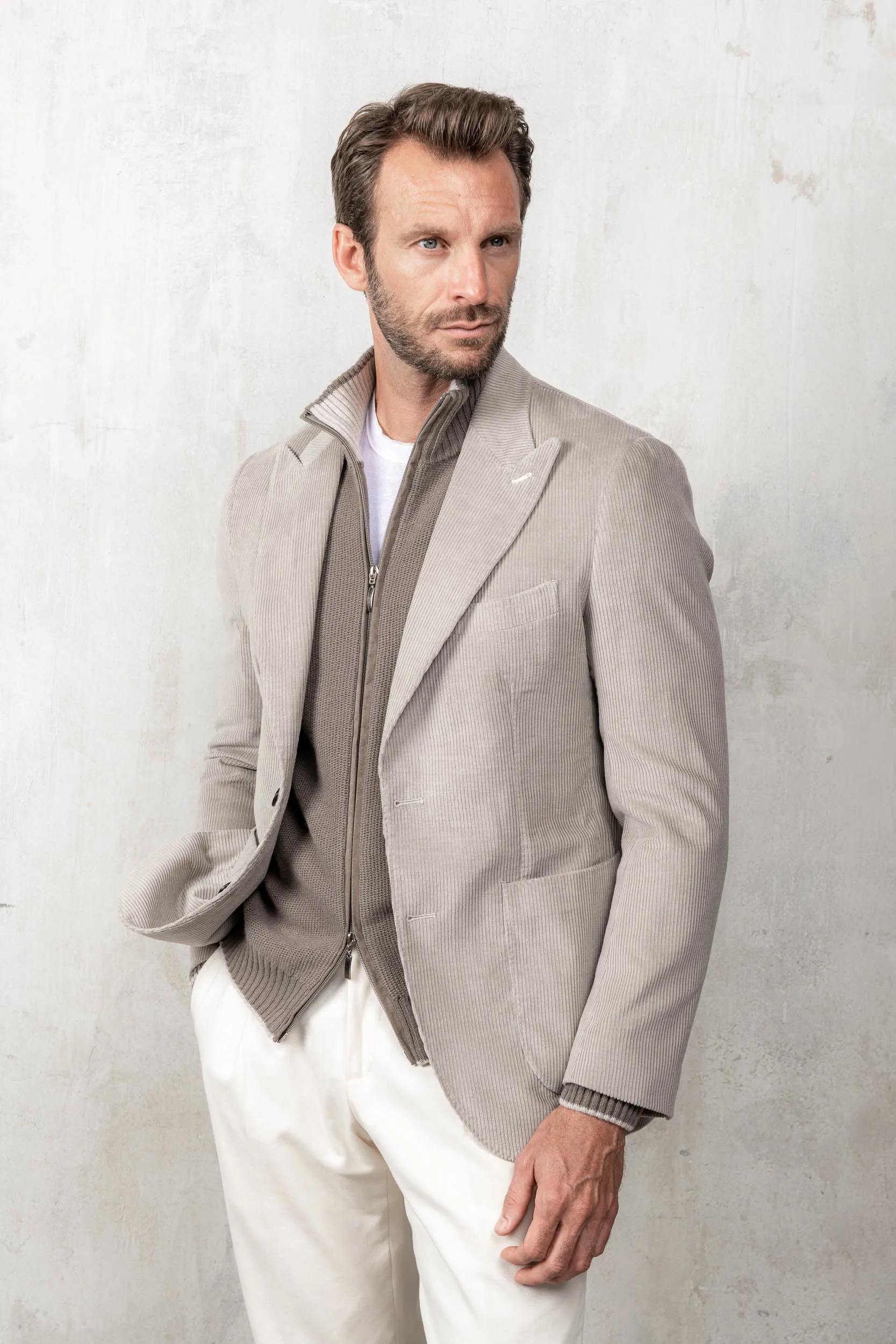 Beige corduroy jacket Soragna Collection - Made in Italy