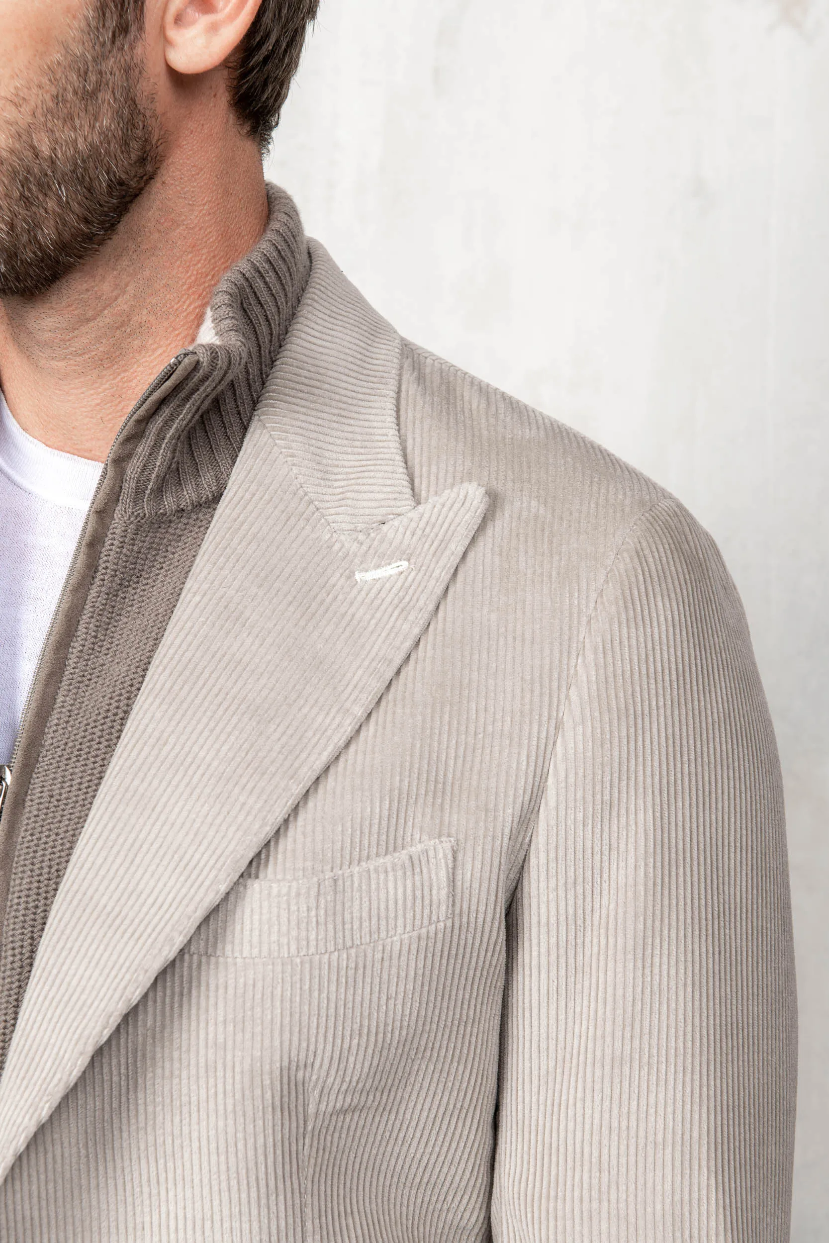 Beige corduroy jacket Soragna Collection - Made in Italy