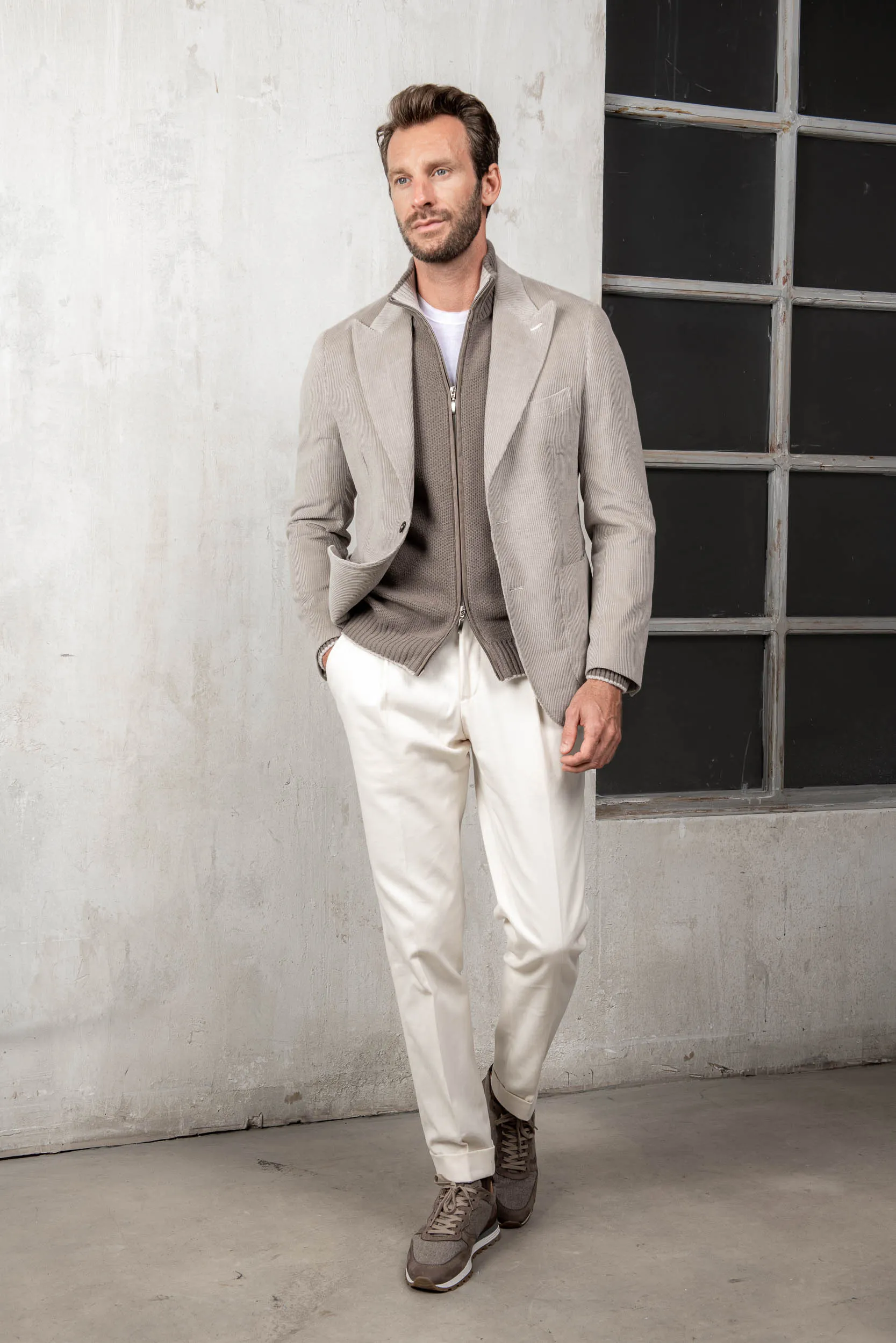 Beige corduroy jacket Soragna Collection - Made in Italy