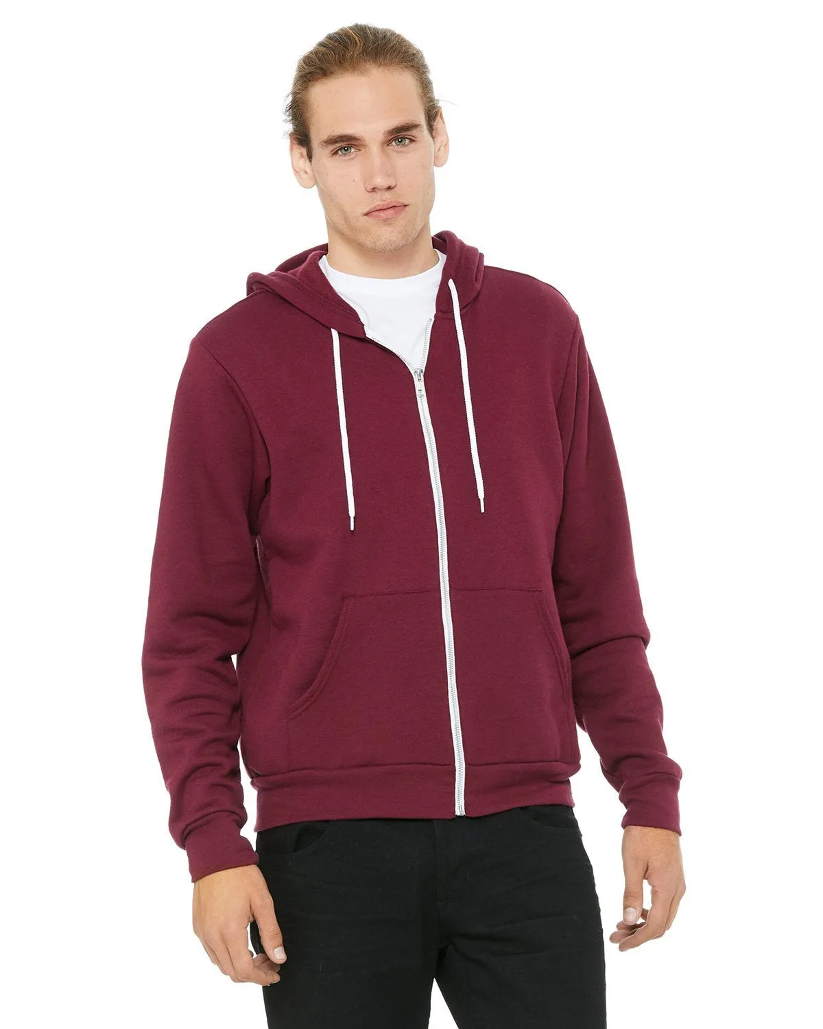 Bella + Canvas Unisex Poly-Cotton Fleece Full-Zip Hoodie 3739 Maroon