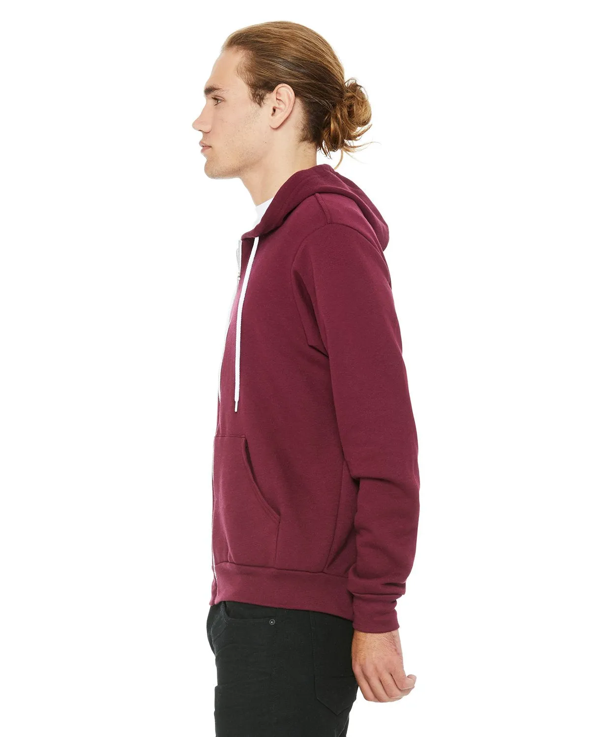 Bella + Canvas Unisex Poly-Cotton Fleece Full-Zip Hoodie 3739 Maroon