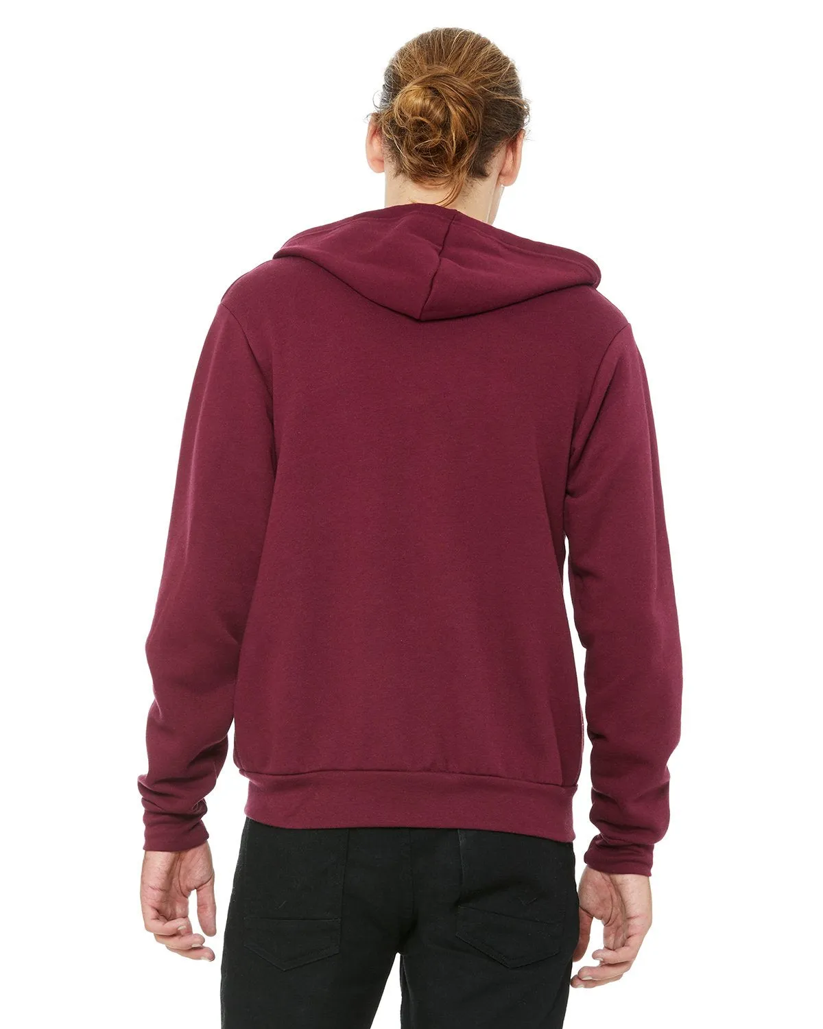 Bella + Canvas Unisex Poly-Cotton Fleece Full-Zip Hoodie 3739 Maroon