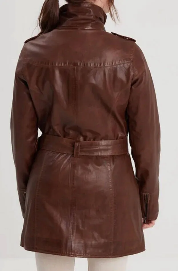 Bison rose garden women's leather coat twilight