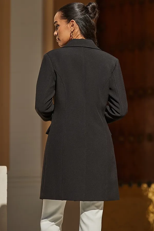 Black Coat With Gold Button Detail