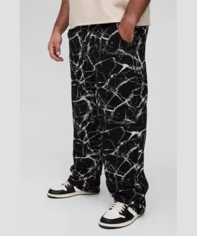 boohoo Mens Plus Barbed Wire Tapestry Relaxed Fit Pants