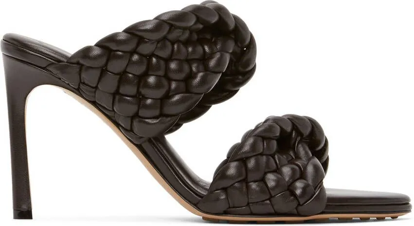 Bottega Veneta Brown Intrecciato Curve Heeled Sandals