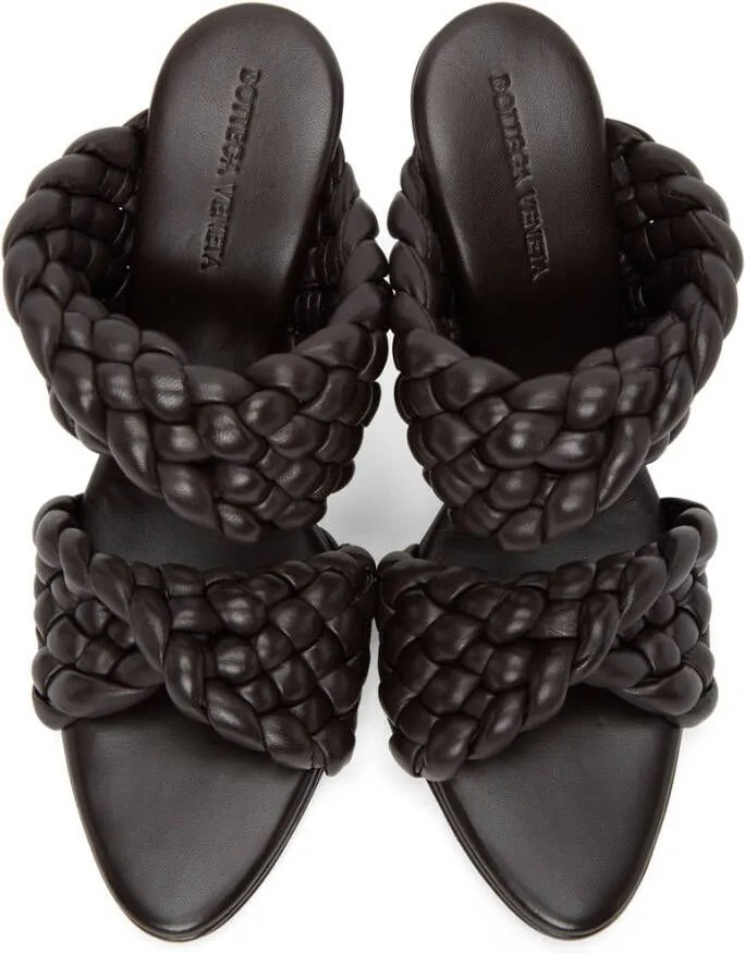 Bottega Veneta Brown Intrecciato Curve Heeled Sandals