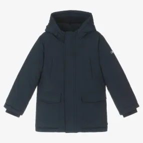 Boys Navy Blue Hooded Parka Coat