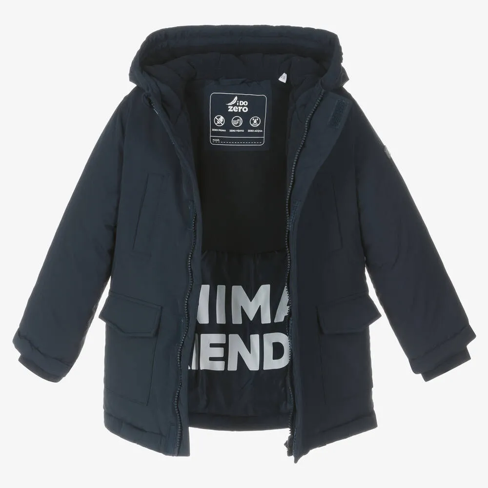 Boys Navy Blue Hooded Parka Coat