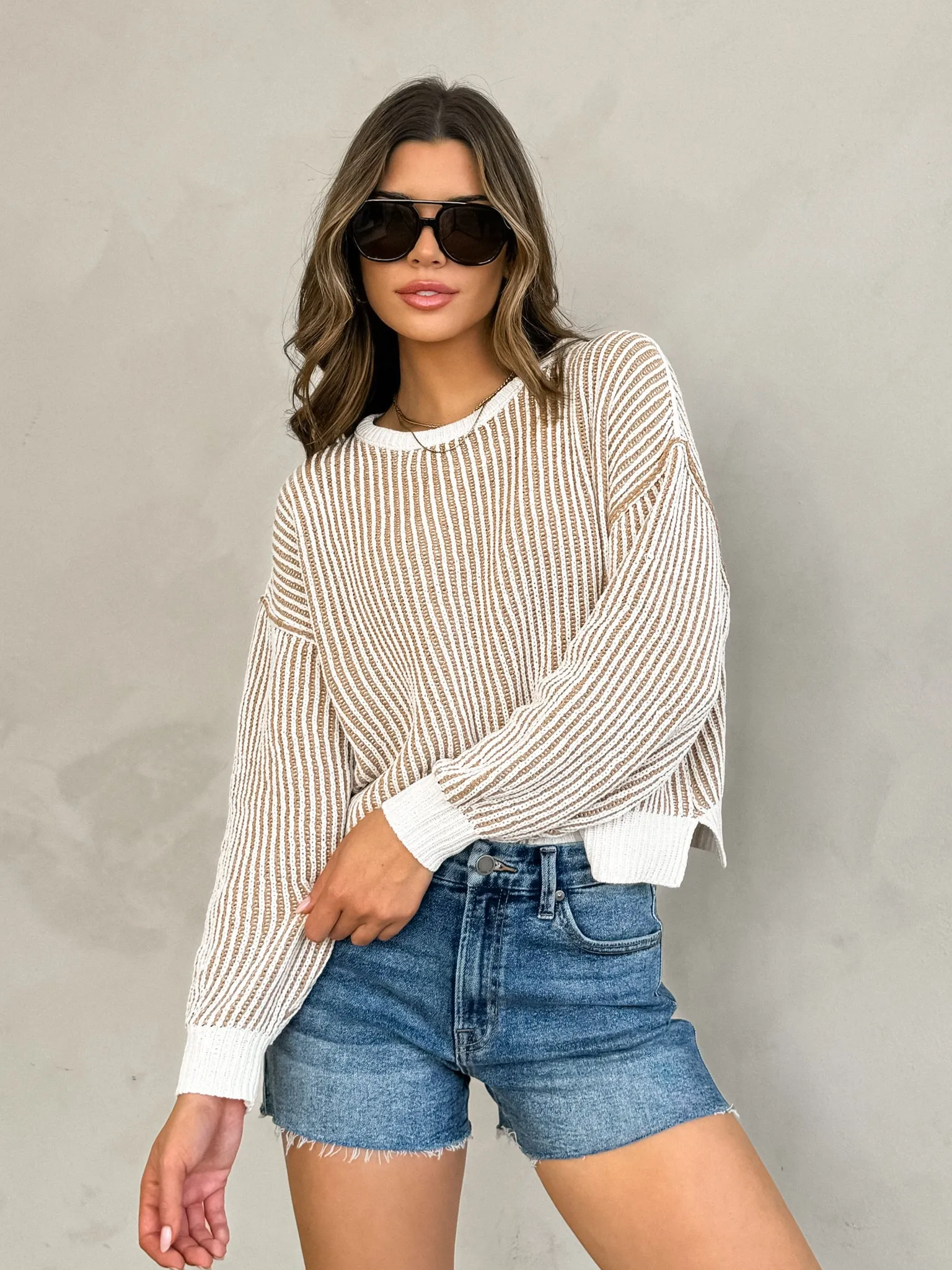 Caramel Textured Knit Sweater