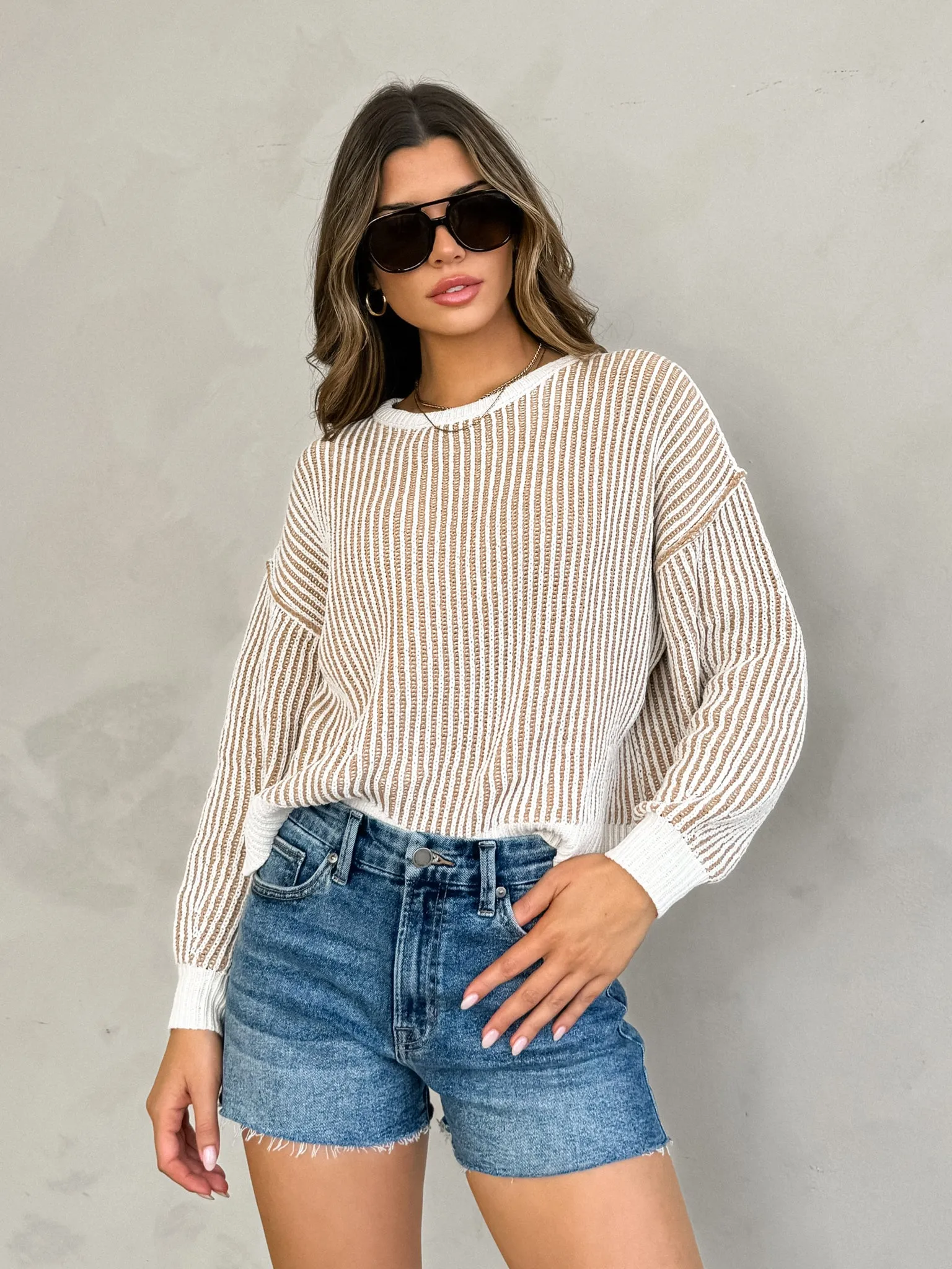 Caramel Textured Knit Sweater