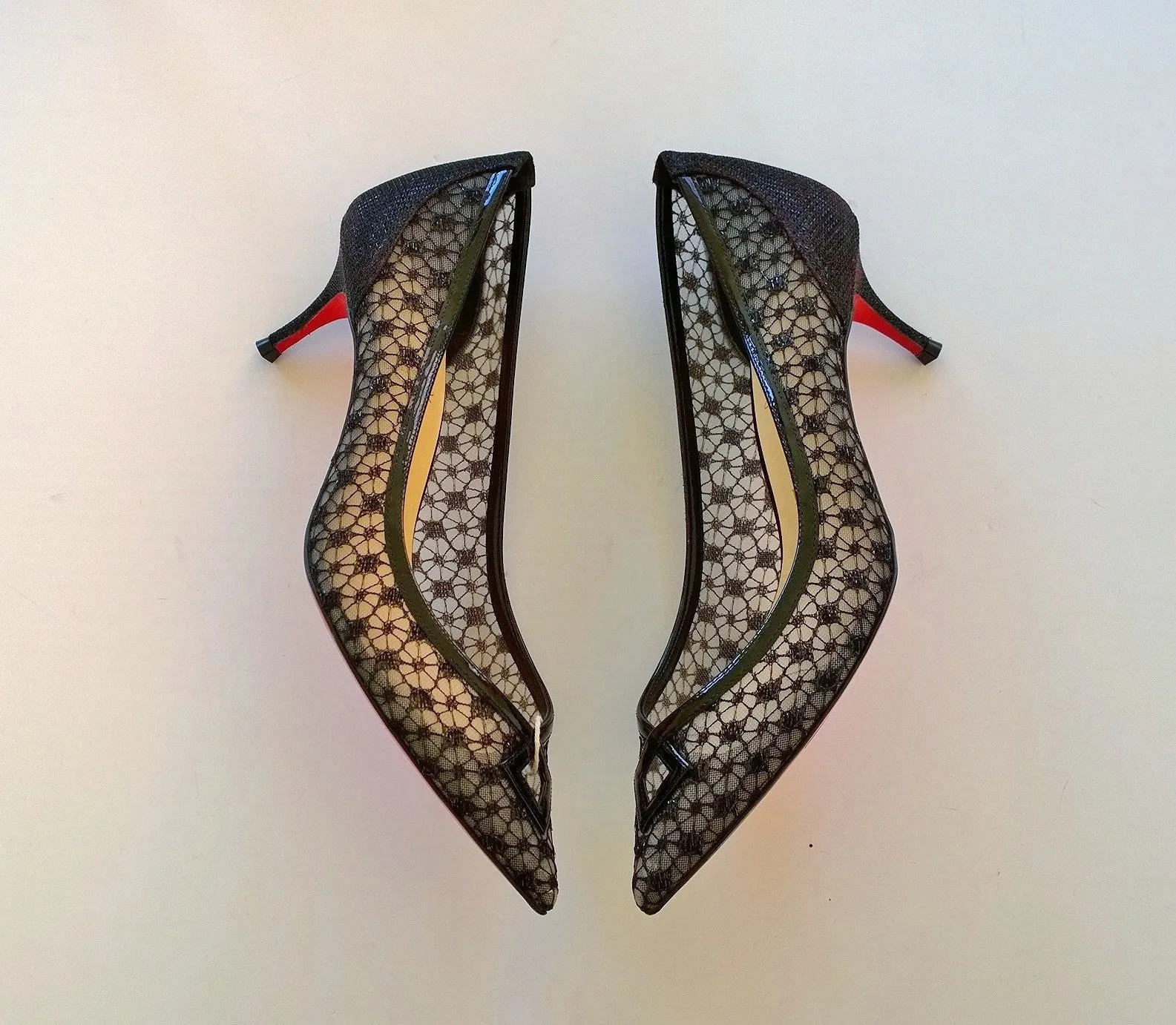 Christian Louboutin Neomid Black Lace Heels 55