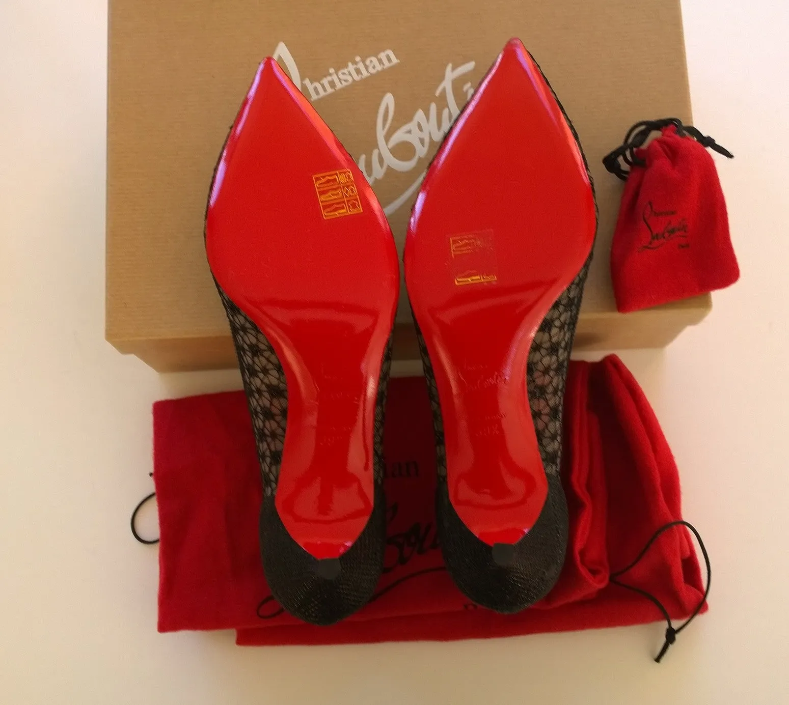 Christian Louboutin Neomid Black Lace Heels 55