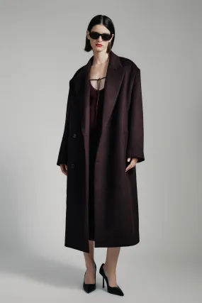 classic oversized coat in deep plum