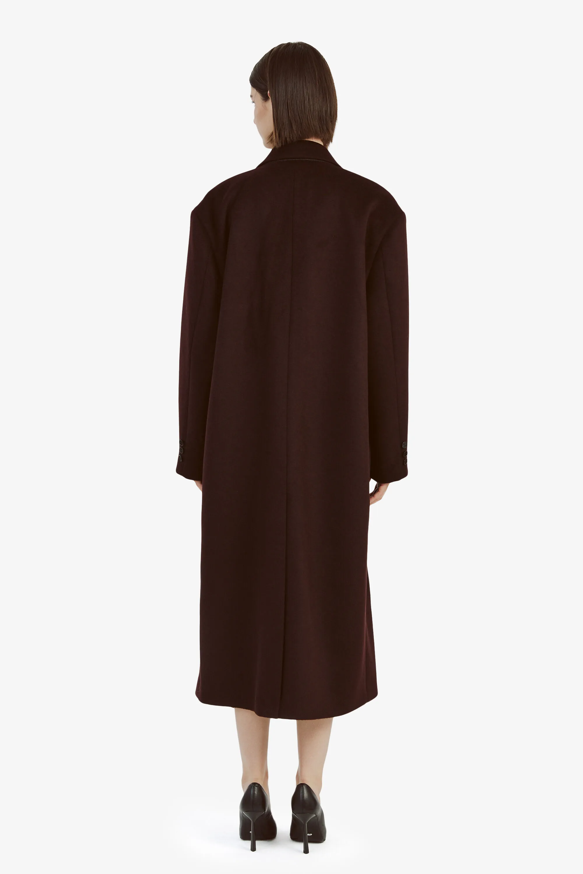 classic oversized coat in deep plum