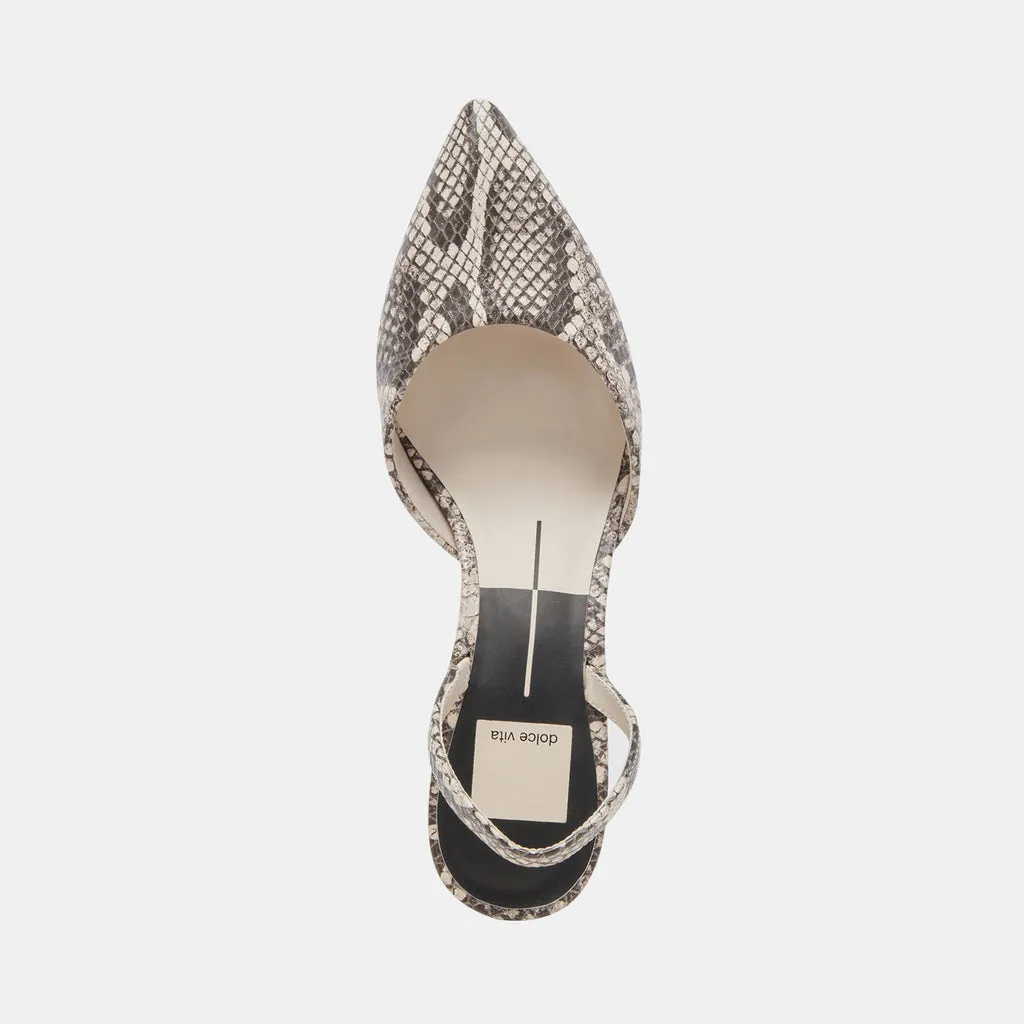 CORSA HEELS BLACK WHITE EMBOSSED SNAKE– Dolce Vita 6982999310402