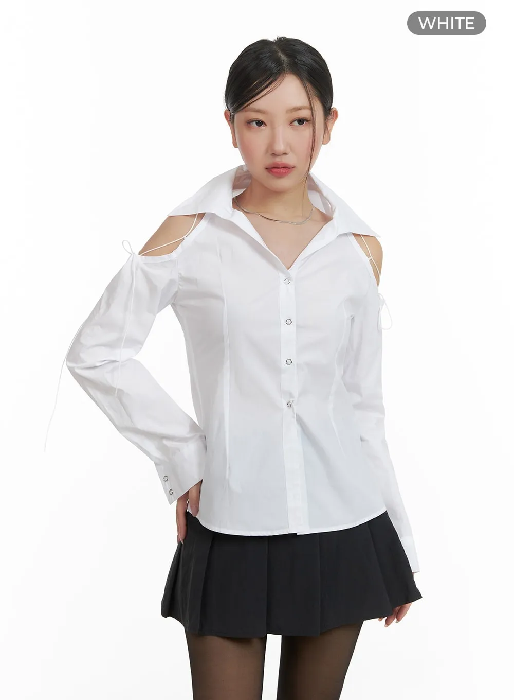 Cut Out Collar Blouse CA409