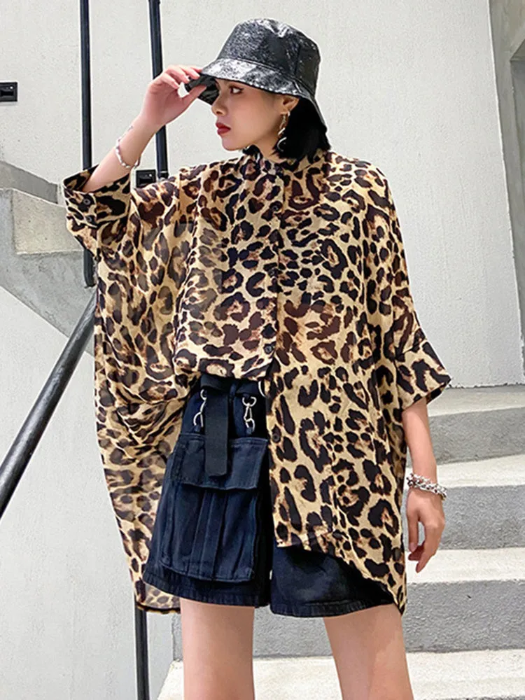 Daigo Leopard Print Three-Quarter Sleeve Shirt