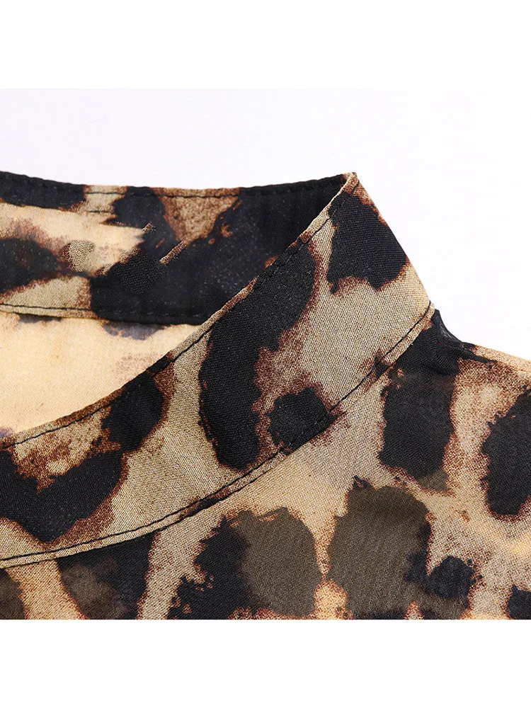 Daigo Leopard Print Three-Quarter Sleeve Shirt