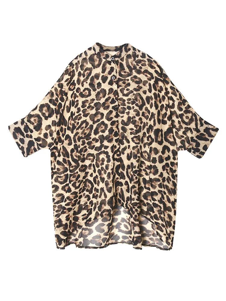 Daigo Leopard Print Three-Quarter Sleeve Shirt