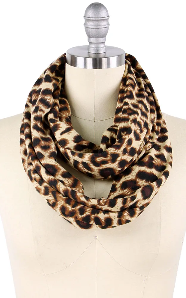 EAS9559 Leopard Print Jersey Infinity Scarf