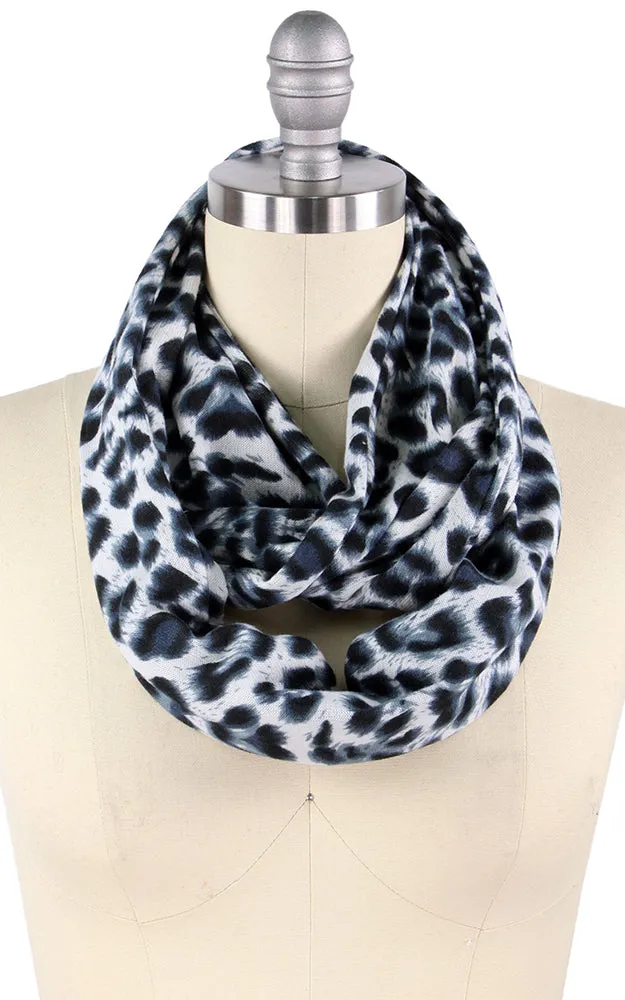 EAS9559 Leopard Print Jersey Infinity Scarf