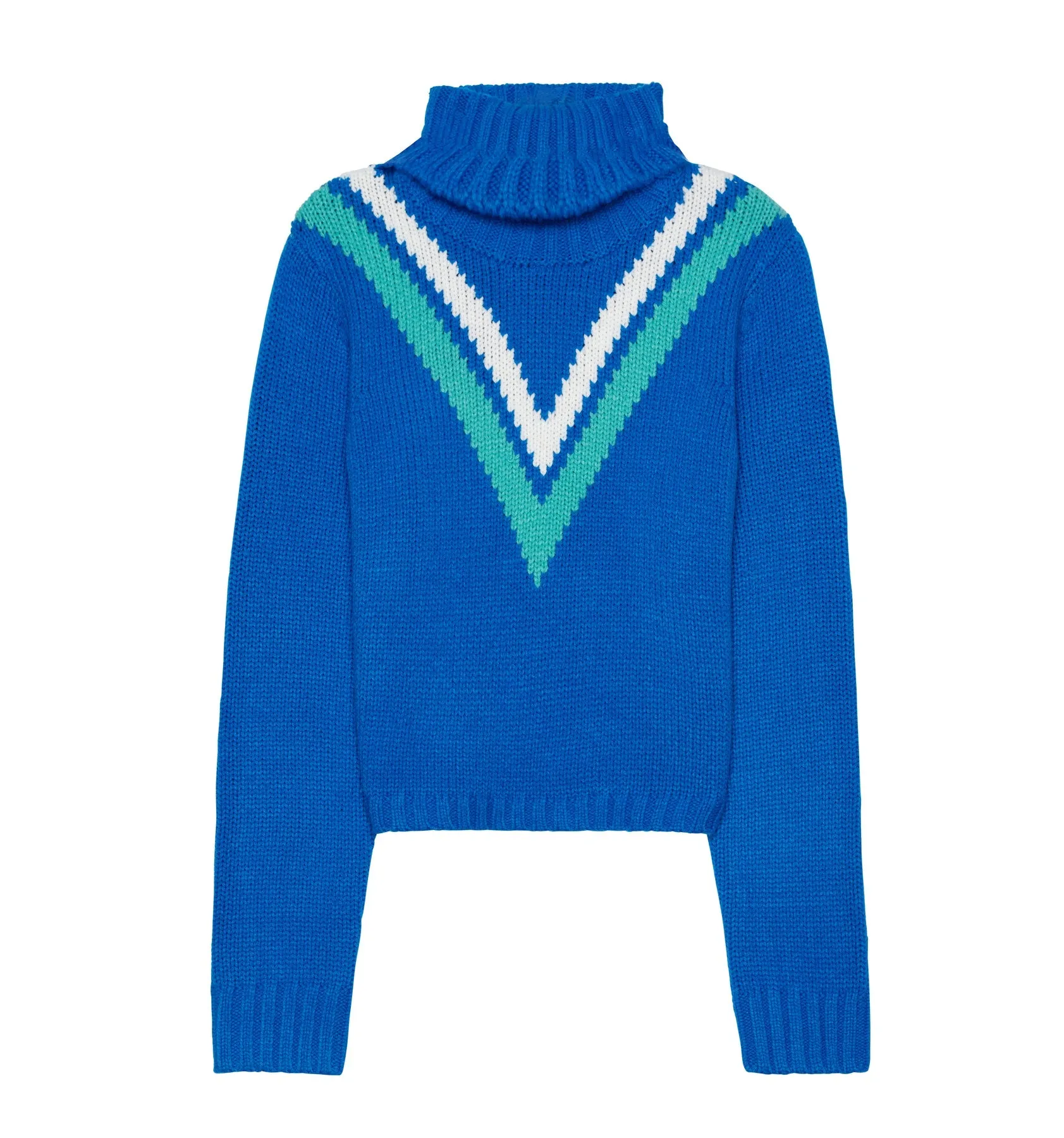 Ellsworth + Ivey Cropped Chevron Turtleneck in Retro Blue