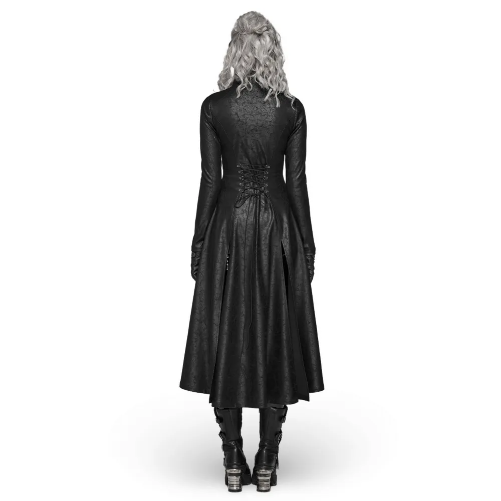 Embossed Dark Elegance Punk Full-Length Coat