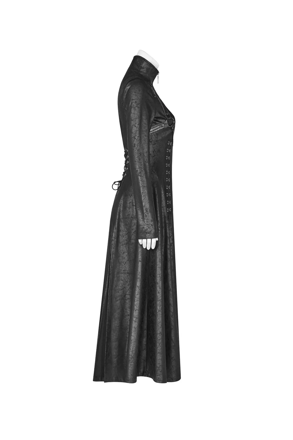 Embossed Dark Elegance Punk Full-Length Coat