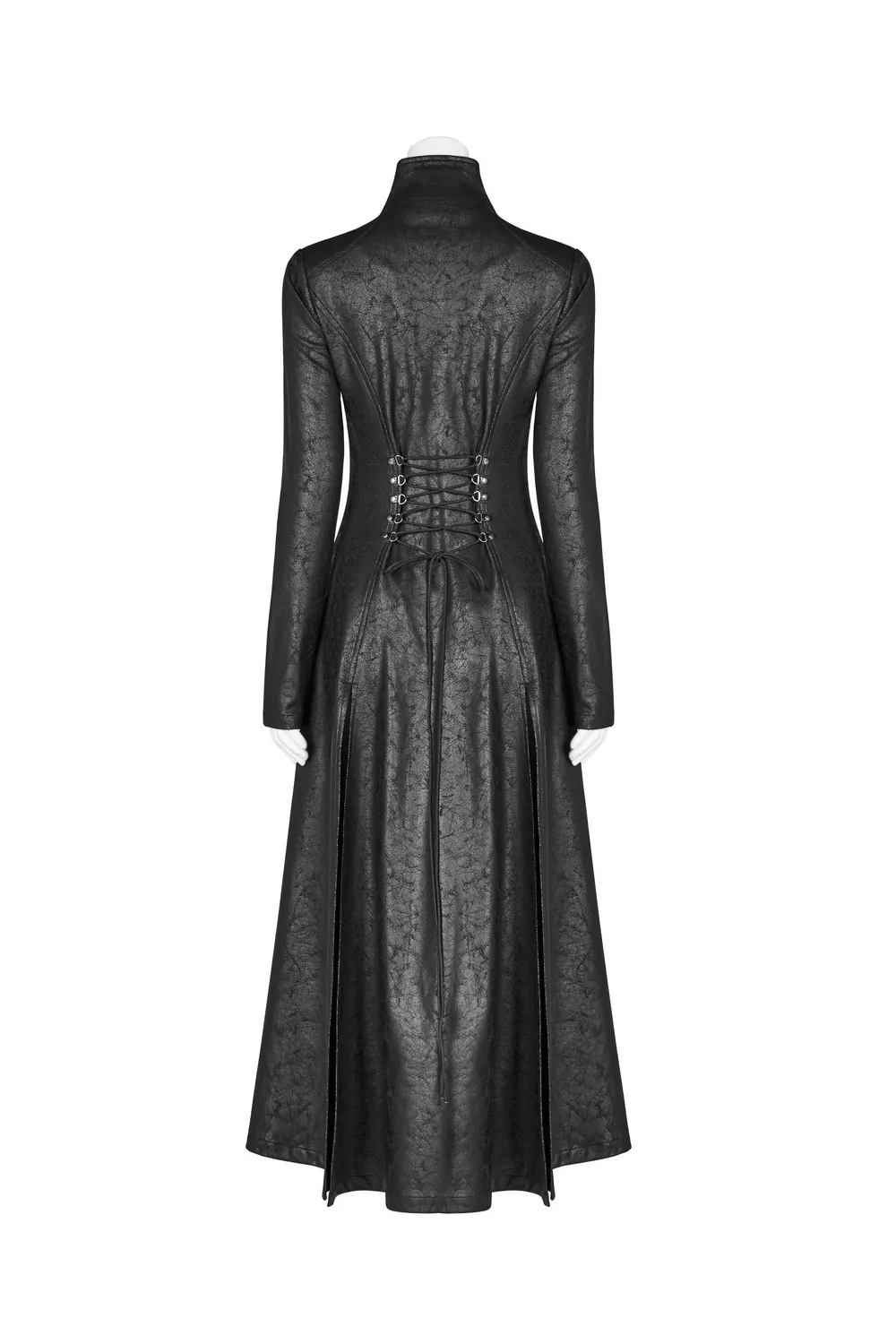 Embossed Dark Elegance Punk Full-Length Coat