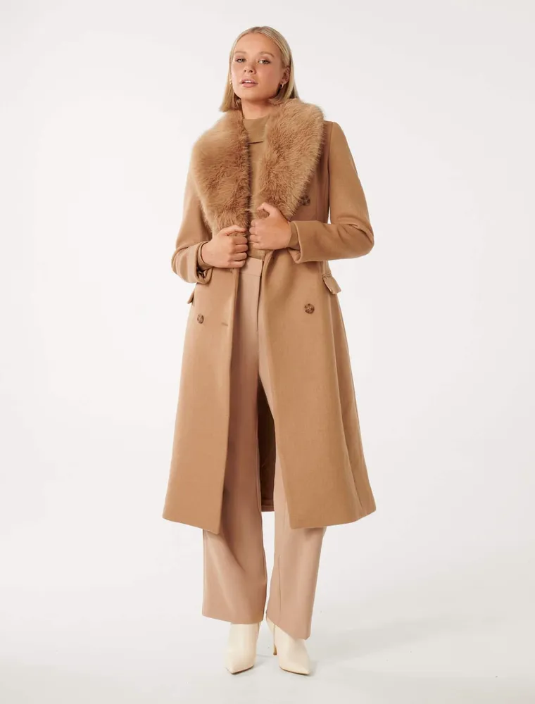 EverNew Frankie Faux Fur Collar Coat