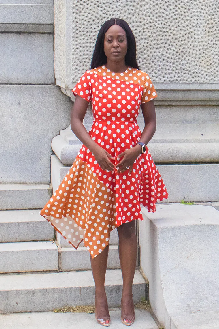 Ezi Two Tone Polka Dot Dress