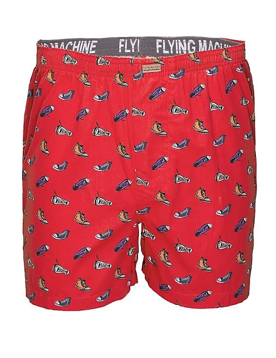 Flying Machine Sneaker Print Cotton Boxer Shorts