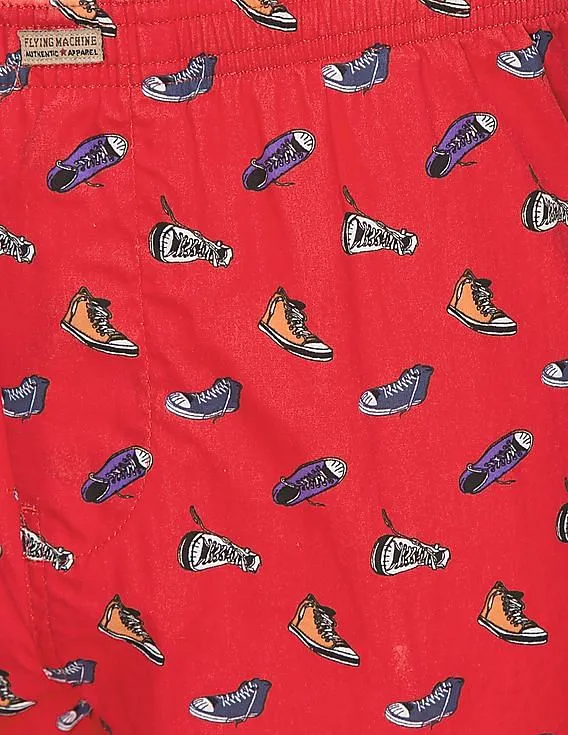 Flying Machine Sneaker Print Cotton Boxer Shorts