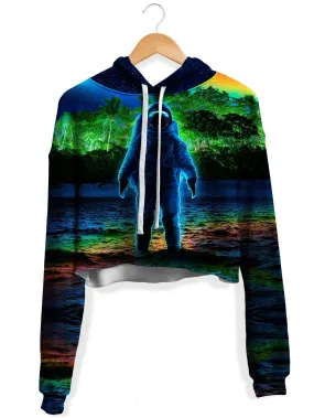 Forest Neon Rainbow Fleece Crop Hoodie