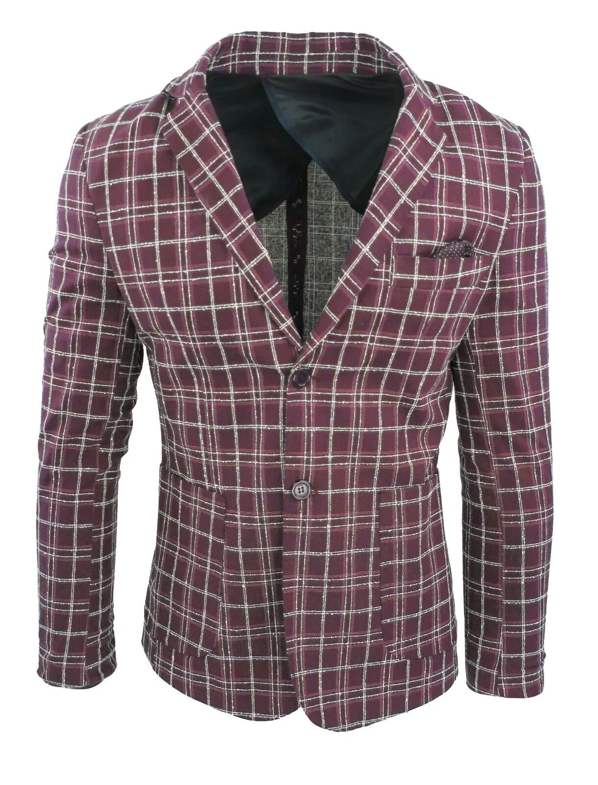 Giacca Blazer uomo Principe di Galles rosso bordeaux a quadri elegante formale