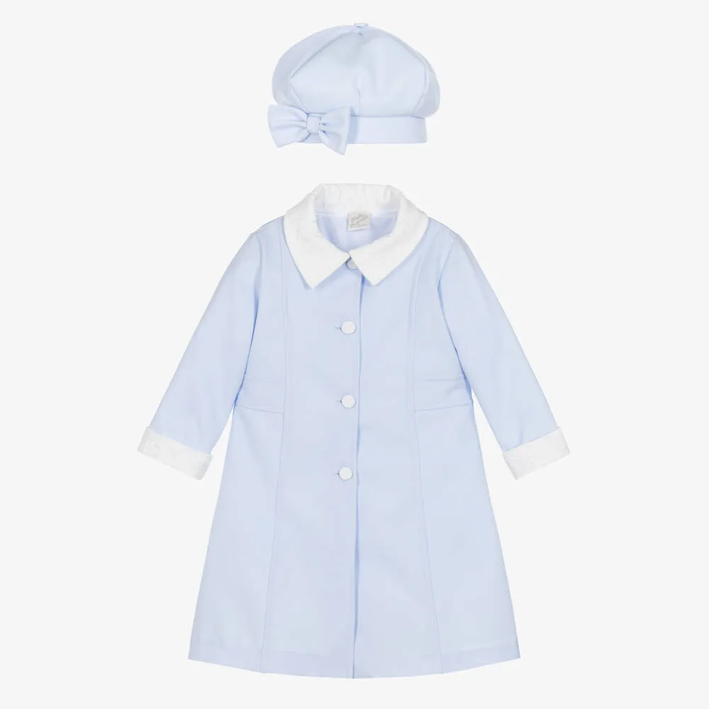 Girls Blue Coat & Hat Set