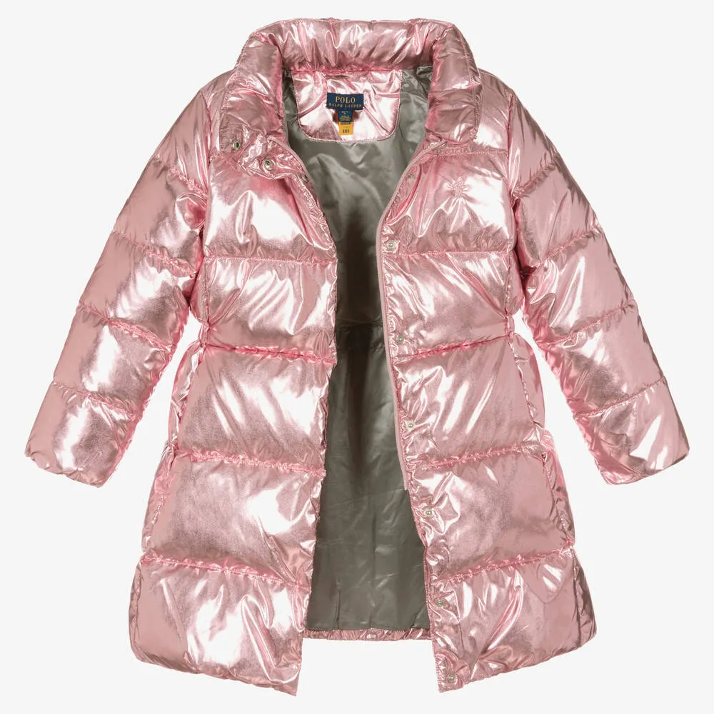 Girls Pink Down-Filled Puffer Coat