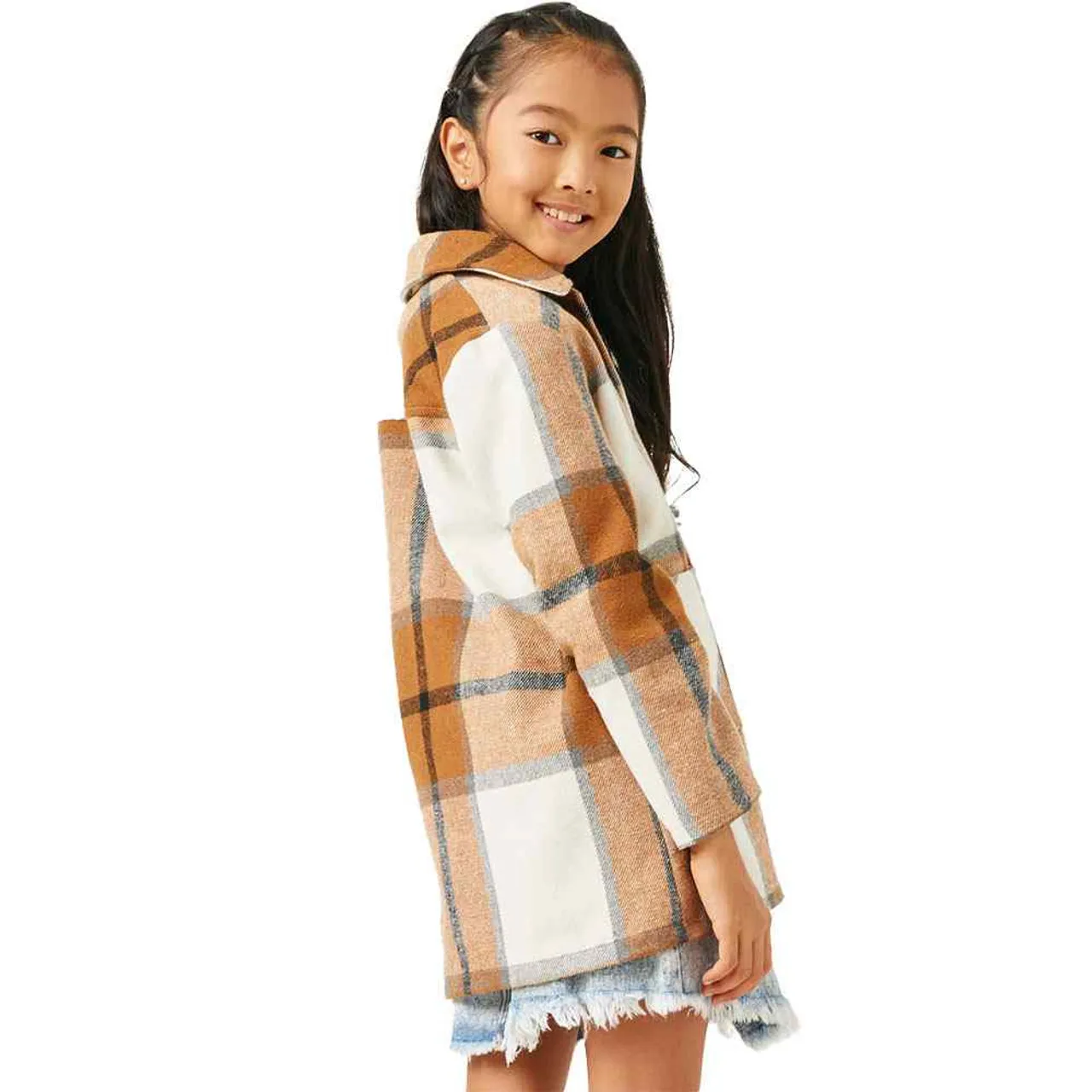 Girls' Hayden Plaid Pocket Coat