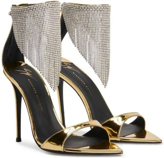 Giuseppe Zanotti Intriigo Crystal 105mm sandals Gold